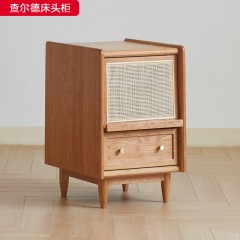 △千匠一品 北欧风格樱桃木原木色床头柜-查尔德床头柜-X