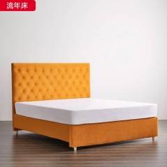 △千匠一品 北欧风格天鹅绒+鲁斯橙+榉木床板+超纤皮1.5m 1.8m床-流年床-X
