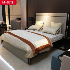 △【精品】千匠一品 意式轻奢仿真皮/真皮+进口榉木框架+高密度海绵+五金不锈钢双人床-M-07-G