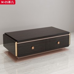 △【精品】千匠一品 意式轻奢榉木+多层实木板+不锈钢五金+钢琴高亮光烤漆1.4m茶几-M-05-G