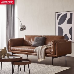 △千匠一品 北欧风格科技皮+纳帕皮+油蜡皮+实木框架+羽绒云丝棉+高密度海绵+碳素钢脚组合沙发-品致沙发-X