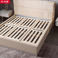 △【精品】千匠一品 意式轻奢接触面磨砂真皮+高回弹海绵+榉木内框架+不锈钢五金双人床-M-40-G