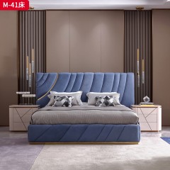 △【精品】千匠一品 意式轻奢磨砂布+高回弹海绵+榉木+不锈钢五金双人床-M-41-G