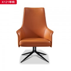 【精品】千匠一品 现代轻奢纳帕皮+碳素钢单椅-X121-G