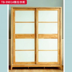 【特价产品】千匠一品 北欧风格 橡胶木+多层实木板 时尚大气衣柜TB-9901推拉衣柜-X