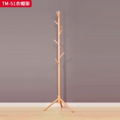 【特价产品】千匠一品 北欧风格 橡胶木+多层实木板 简约大气衣帽架 TM-51衣帽架-X