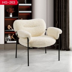 千匠一品 意式极简风格 高档羊毛羔面料+定型棉+黑钛脚 时尚大气休闲椅 HG-263-X