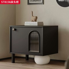 千匠一品 意式风格 环保板材+实木抽屉+长虹玻璃+回弹导轨+哑光烤漆 时尚极简床头柜ST8156-J