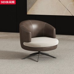 千匠一品 现代风格 西皮面料+高密度海绵+实木弯板+五金脚架 时尚大气休闲椅989-J