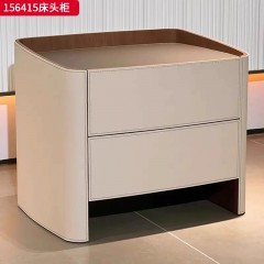 ●【精品】千匠一品 意式轻奢风格 E0级实木多层板+马鞍皮 极简主义床头柜156415-J