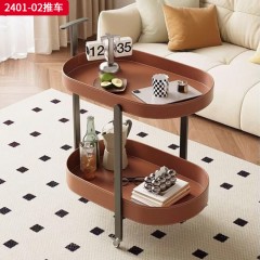 千匠一品 意式极简风格 不锈钢架+马鞍皮 时尚简约推车2401-02-J