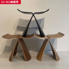 千匠一品 中古侘寂风格 实木弯板 时尚简约蝴蝶凳DZ-901-J