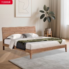 千匠一品 北欧风格 白蜡木实木+松木静音床板 时尚大气床Y1808-L