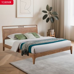 千匠一品 北欧风格 白蜡木实木+松木静音床板 时尚大气床Y1809-L