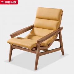 千匠一品 北欧风格 北美白蜡木+科技布+高密度海绵 时尚大气休闲椅Y310-L
