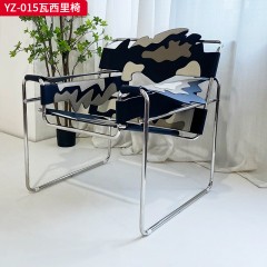 千匠一品 意式风格 不锈钢电镀黑钛框架+马鞍革 时尚大气瓦西里椅YZ-015-J