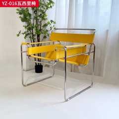 千匠一品 意式风格 不锈钢电镀黑钛框架+马鞍革 时尚大气瓦西里椅YZ-016-J