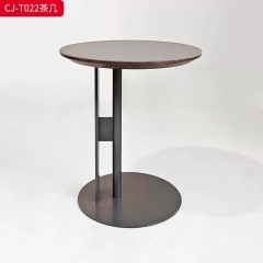 千匠一品 意式风格 马鞍革+不锈钢脚+白蜡木 时尚大气茶几CJ-T022-L