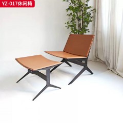 千匠一品 意式风格 马鞍革+不锈钢框架 时尚大气休闲椅YZ-017-L