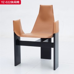 千匠一品 意式风格 马鞍皮+白蜡木 时尚大气休闲椅YZ-022-L
