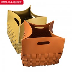 千匠一品 意式风格 马鞍革 时尚大气储物篮DMN-104-2-J