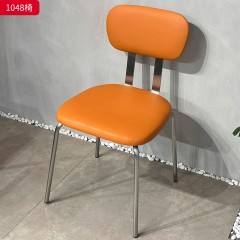 千匠一品 工业风风格 西皮面料+高回弹海绵+不锈钢架 时尚大气餐椅1048-J