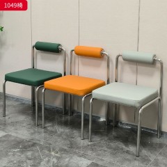 千匠一品 工业风风格 西皮面料+高回弹海绵+不锈钢架 时尚大气餐椅1049-J