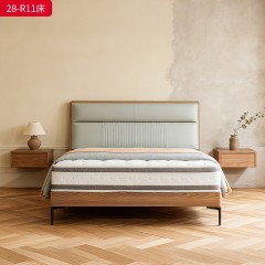 千匠一品 现代风格 仿真皮面料+多层实木板+高回弹海绵+橡木床板+五金脚 时尚简约床28-R11-L
