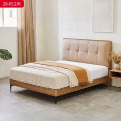 千匠一品 现代风格 仿真皮面料+多层实木板+高回弹海绵+橡木床板+五金脚 时尚简约床28-R12-L