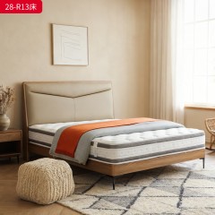 千匠一品 现代风格 仿真皮面料+多层实木板+高回弹海绵+橡木床板+五金脚 时尚简约床28-R13-L