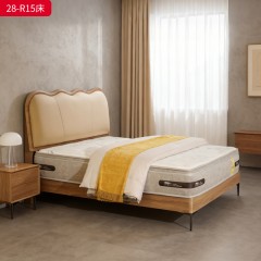 千匠一品 现代风格 仿真皮面料+多层实木板+高回弹海绵+橡木床板+五金脚 时尚简约床28-R15-L