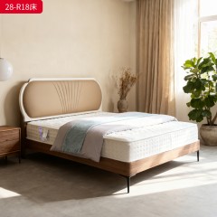 千匠一品 现代风格 仿真皮面料+多层实木板+高回弹海绵+橡木床板+五金脚 时尚简约床28-R18-L