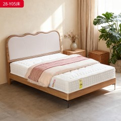 千匠一品 现代风格 仿真皮面料+多层实木板+高回弹海绵+橡木床板+五金脚 时尚简约床28-Y05-L