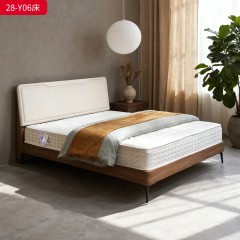 千匠一品 现代风格 多层实木板+木饰面+烤漆+橡木床板+五金脚 时尚简约床28-Y06-L