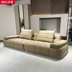 千匠一品 现代风格 头层真皮+羽绒填充+实木框架+五金底座 时尚简约沙发8801-L