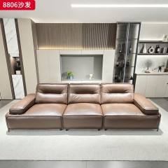 千匠一品 现代风格 全真皮+羽绒填充+实木框架+五金脚 时尚简约沙发8806-L