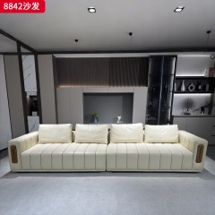 千匠一品 现代风格 生态真皮+羽绒填充+实木框架 时尚简约沙发8842-L