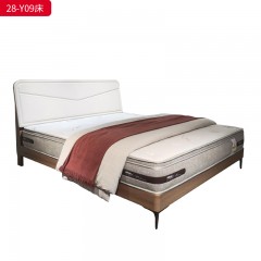千匠一品 现代风格 多层实木板+木饰面+烤漆+橡木床板+五金脚 时尚简约床28-Y09-L