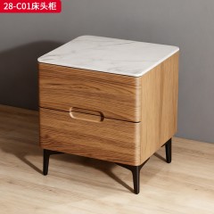 千匠一品 现代风格 微晶石+实木板+枪色亮光钢脚 时尚简约床头柜28-C01-L