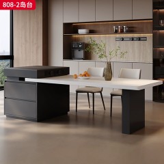 千匠一品 现代风格 实木多层板+12mm岩板面+挂边岩板+公牛插座 时尚简约岛台808-2-L