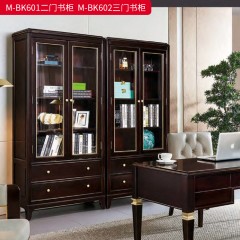 【精品】千匠一品 美式轻奢风格 主材桃花芯木+辅材进口橡胶木+五金拉手+玻璃柜门 时尚大气二门书柜M-BK601 三门书柜M-BK602-J