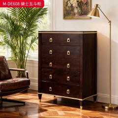 【精品】千匠一品 美式轻奢风格 主材桃花芯木+辅材进口橡胶木+五金拉手 时尚大气骑士五斗柜M-DE608-J