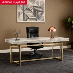 【精品】千匠一品 美式轻奢风格 蓝金沙大理石面板+不锈钢底座 时尚古典玄关桌书桌M-TB603-J
