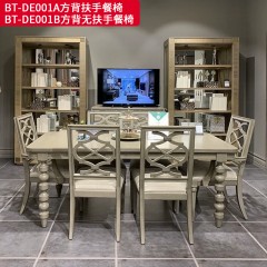 【精品】千匠一品 美式风格 橡胶木+素色棉麻布 时尚大气餐椅BT-DE001-L