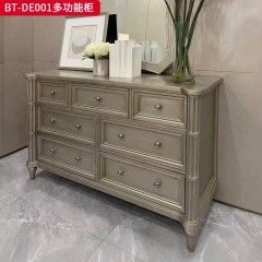 【精品】千匠一品 美式风格 橡胶木贴水曲柳木皮+环保人造板 时尚大气多功能柜BT-DE001-L