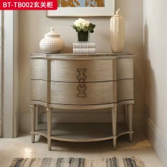 【精品】千匠一品 美式风格 橡胶木贴水曲柳木皮+环保人造板+大理石 时尚大气玄关柜BT-TB002-J