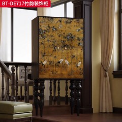 【精品】千匠一品 美式中古风格 实木脚+实木多层板+手绘 时尚大气竹韵装饰柜BT-DE717-L