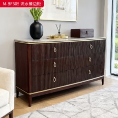 【精品】千匠一品 美式轻奢风格 大理石+桃花芯木+辅材进口橡胶木 时尚大气流水餐边柜M-BF605-L