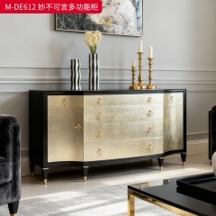 【精品】千匠一品 美式轻奢风格 桃花芯木贴皮+自闭滑轨+手工贴金箔工艺+纯铜套脚 时尚大气多功能柜M-DE612-L