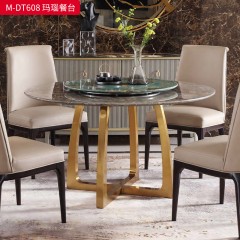 【精品】千匠一品 美式轻奢风格 大理石+304拉丝钛金不锈钢 时尚大气玛瑙餐台M-DT608-L